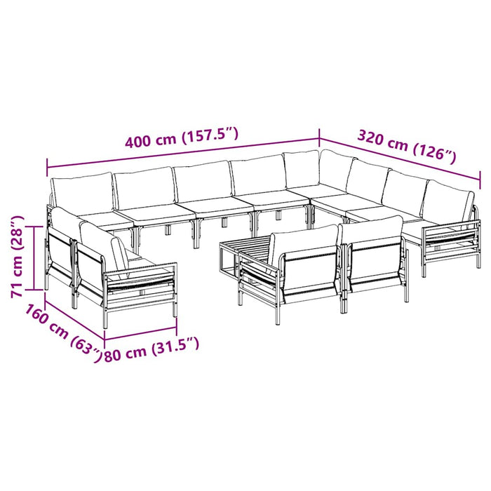 Set de canapele pentru grădină 13 pcs Antracit Oțel - WALTI WALTI
