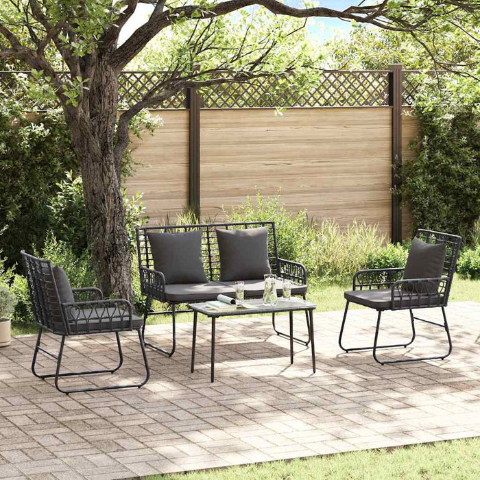 Set de Mobilier pentru Grădină cu pernă 4 pcs Negru, Antracit - WALTI WALTI