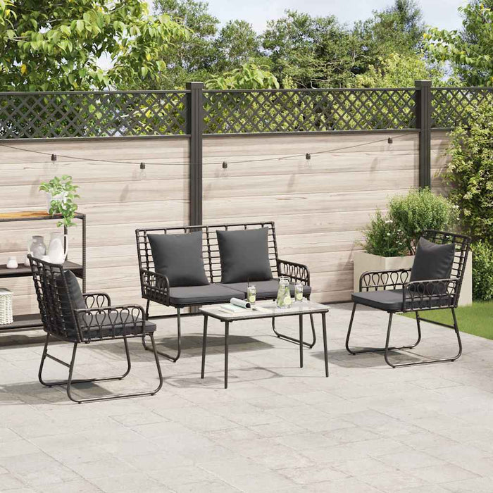 Set de Mobilier pentru Grădină cu pernă 4 pcs Negru, Antracit - WALTI WALTI