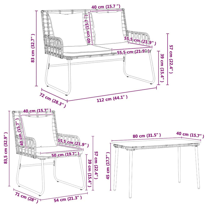 Set de Mobilier pentru Grădină cu pernă 4 pcs Negru, Antracit - WALTI WALTI