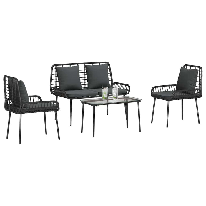 Set de Mobilier pentru Grădină cu pernă 4 pcs Maro, Negru, Crem - WALTI WALTI