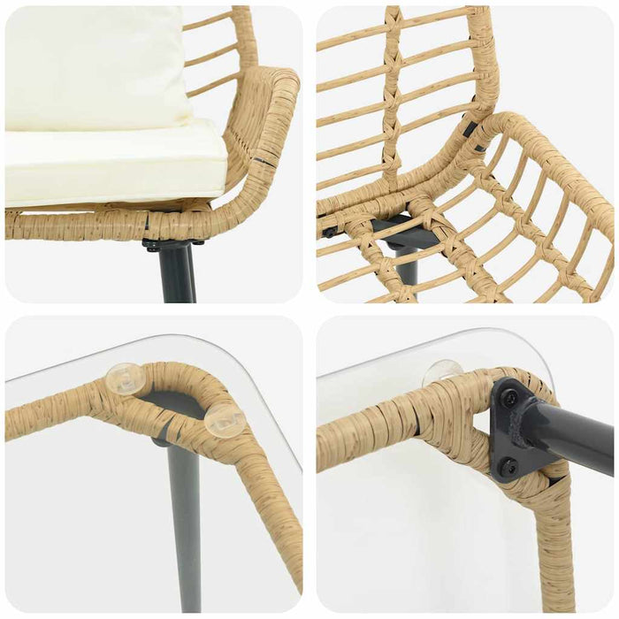 Set de Mobilier pentru Grădină cu pernă 4 pcs Maro, Negru, Crem - WALTI WALTI