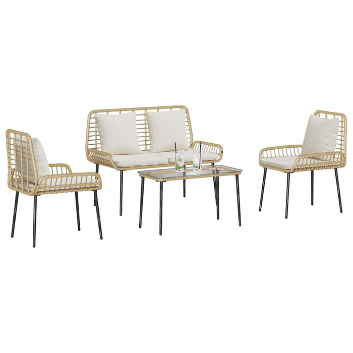 Set de Mobilier pentru Grădină cu pernă 4 pcs Maro, Negru, Crem - WALTI WALTI