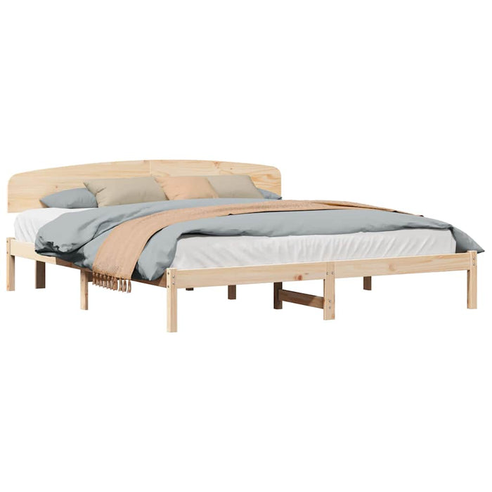 Cadru de pat cu headboard Maro 200 x 200 cm Lemn masiv de pin - WALTI WALTI