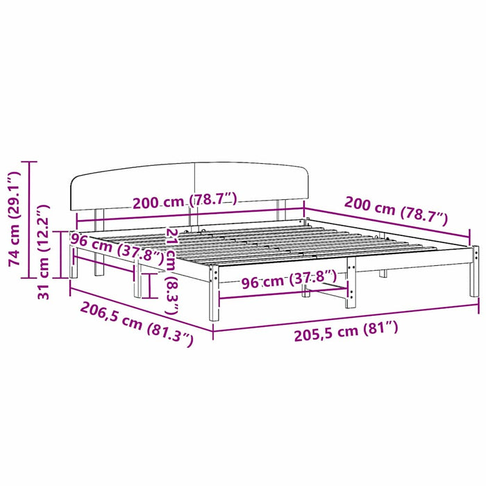Cadru de pat cu headboard Maro 200 x 200 cm Lemn masiv de pin - WALTI WALTI