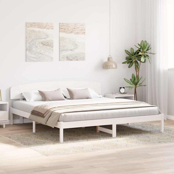 Cadru de pat cu headboard Alb 200 x 200 cm Lemn masiv de pin - WALTI WALTI