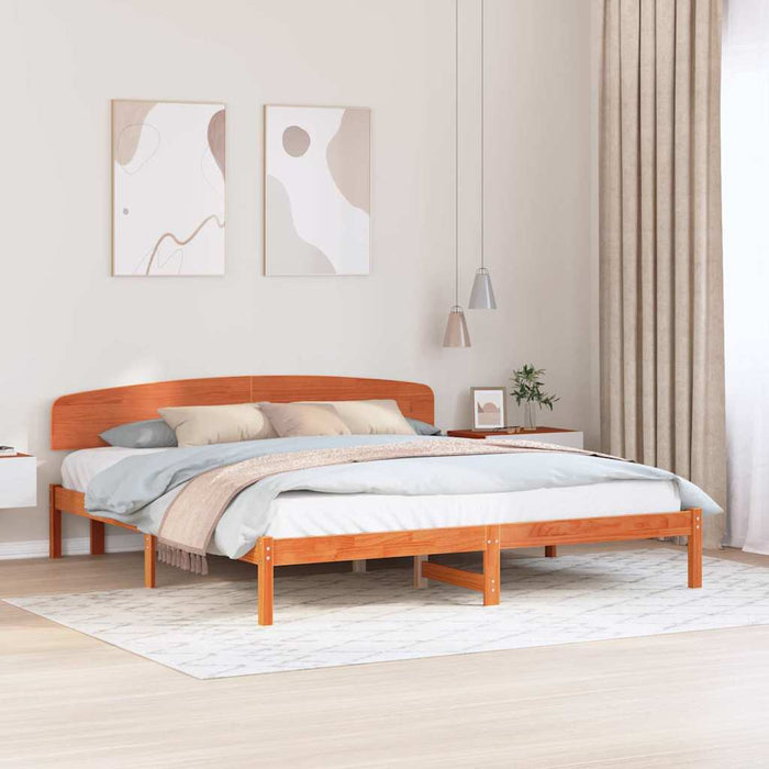 Cadru de pat cu headboard Maro 200 x 200 cm Lemn masiv de pin - WALTI WALTI