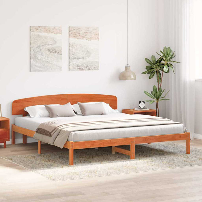 Cadru de pat cu headboard Maro 200 x 200 cm Lemn masiv de pin - WALTI WALTI