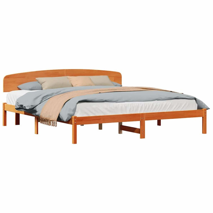 Cadru de pat cu headboard Maro 200 x 200 cm Lemn masiv de pin - WALTI WALTI
