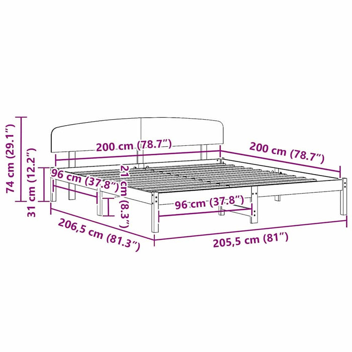 Cadru de pat cu headboard Maro 200 x 200 cm Lemn masiv de pin - WALTI WALTI