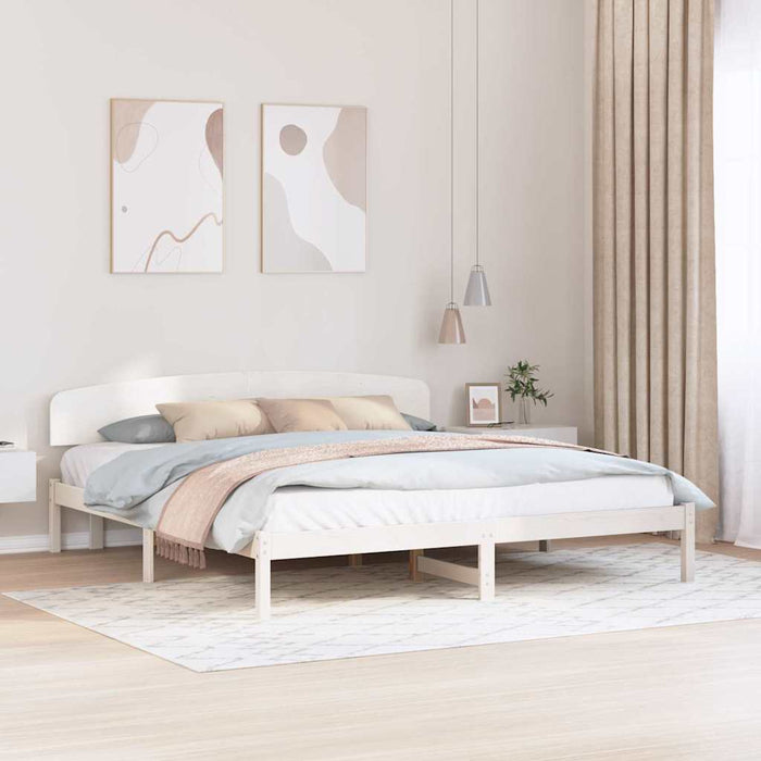 Cadru de pat cu headboard Alb 180 x 200 cm Lemn masiv de pin - WALTI WALTI
