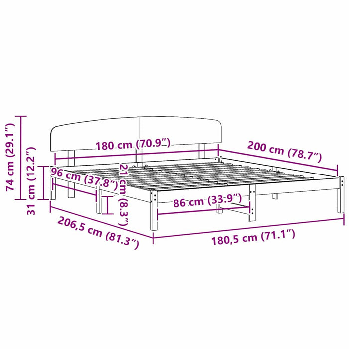 Cadru de pat cu headboard Maro 180 x 200 cm Lemn masiv de pin - WALTI WALTI