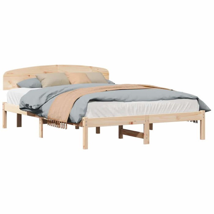 Cadru de pat cu headboard Maro 150 x 200 cm Lemn masiv de pin - WALTI WALTI