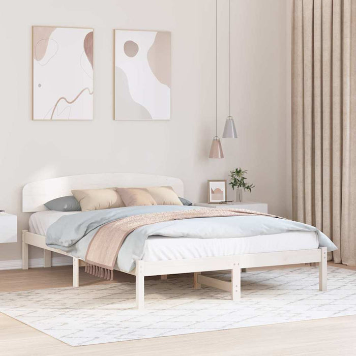 Cadru de pat cu headboard Alb 150 x 200 cm Lemn masiv de pin - WALTI WALTI