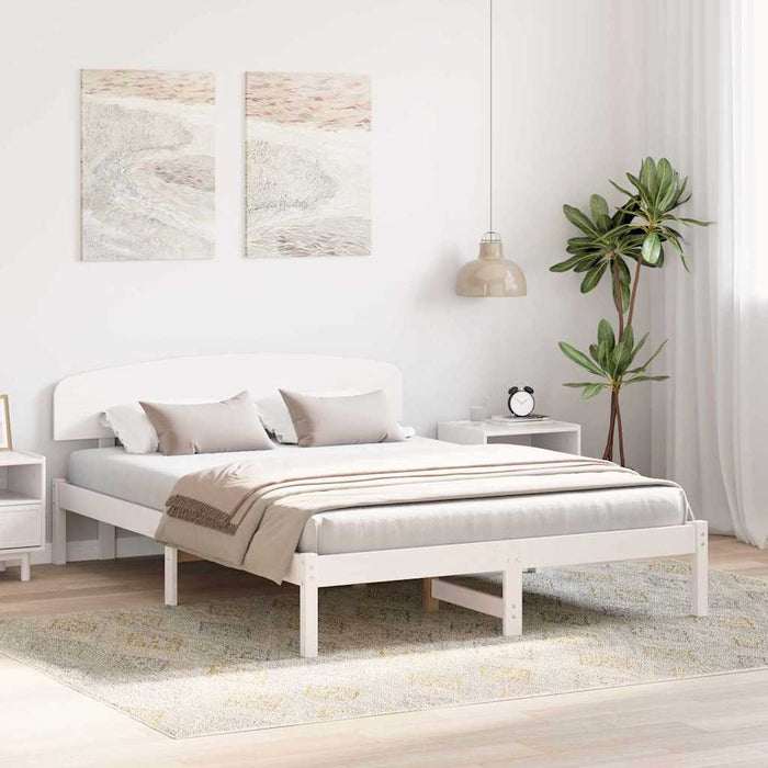 Cadru de pat cu headboard Alb 150 x 200 cm Lemn masiv de pin - WALTI WALTI