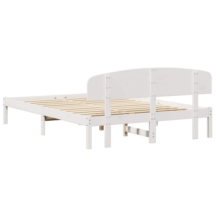 Cadru de pat cu headboard Alb 150 x 200 cm Lemn masiv de pin - WALTI WALTI