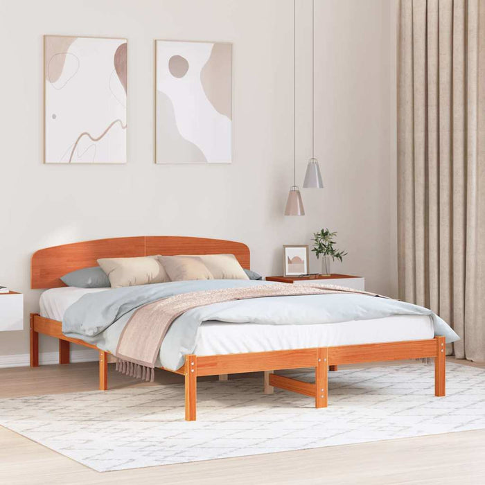 Cadru de pat cu headboard Maro 150 x 200 cm Lemn masiv de pin - WALTI WALTI