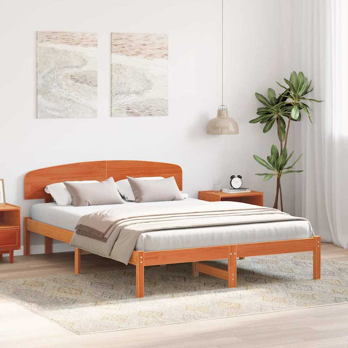 Cadru de pat cu headboard Maro 150 x 200 cm Lemn masiv de pin - WALTI WALTI