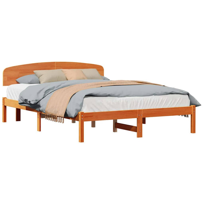 Cadru de pat cu headboard Maro 150 x 200 cm Lemn masiv de pin - WALTI WALTI