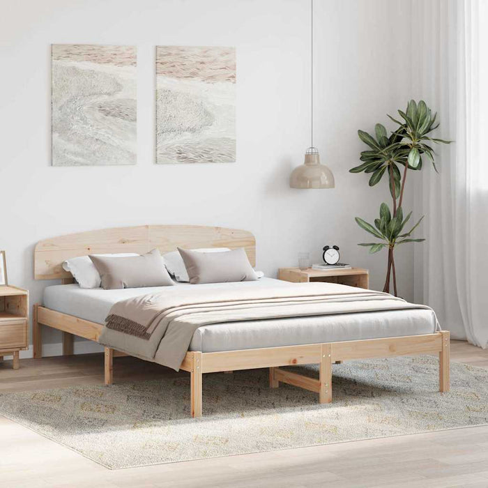 Cadru de pat cu headboard Maro 140 x 200 cm Lemn masiv de pin - WALTI WALTI