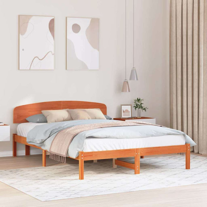 Cadru de pat cu headboard Maro 140 x 200 cm Lemn masiv de pin - WALTI WALTI