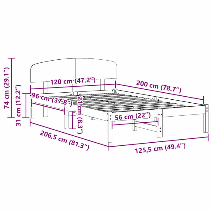 Cadru de pat cu headboard Maro 120 x 200 cm Lemn masiv de pin - WALTI WALTI