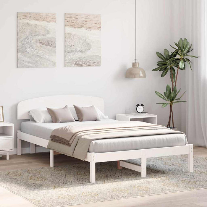 Cadru de pat cu headboard Alb 140 x 190 cm Lemn masiv de pin - WALTI WALTI