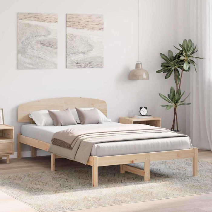 Cadru de pat cu headboard Maro 135 x 190 cm Lemn masiv de pin - WALTI WALTI