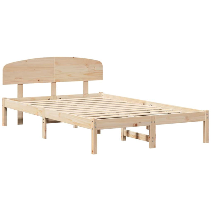 Cadru de pat cu headboard Maro 135 x 190 cm Lemn masiv de pin - WALTI WALTI