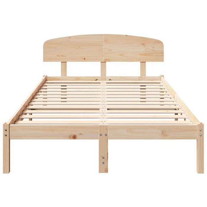 Cadru de pat cu headboard Maro 135 x 190 cm Lemn masiv de pin - WALTI WALTI
