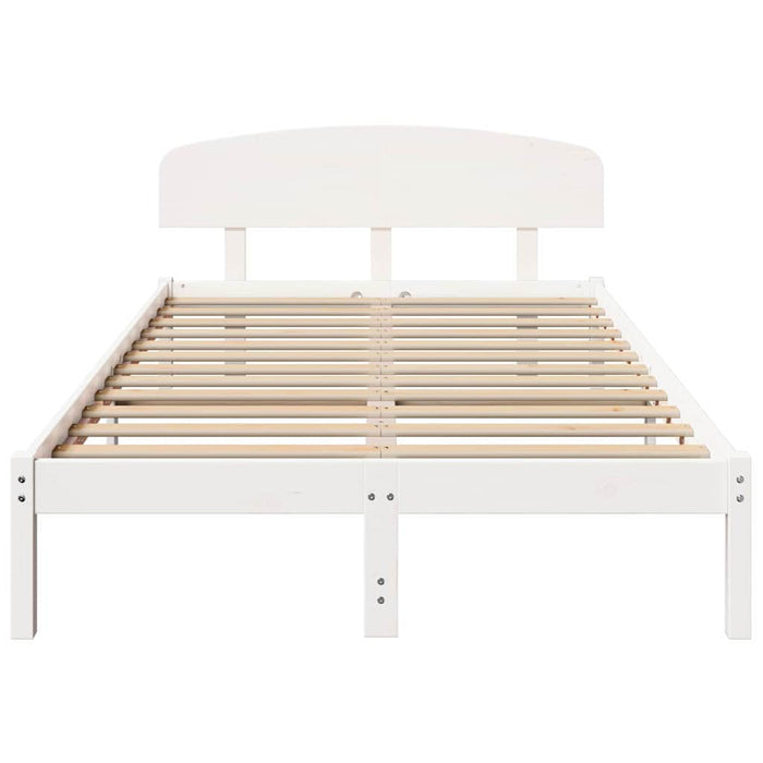 Cadru de pat cu headboard Alb 135 x 190 cm Lemn masiv de pin - WALTI WALTI