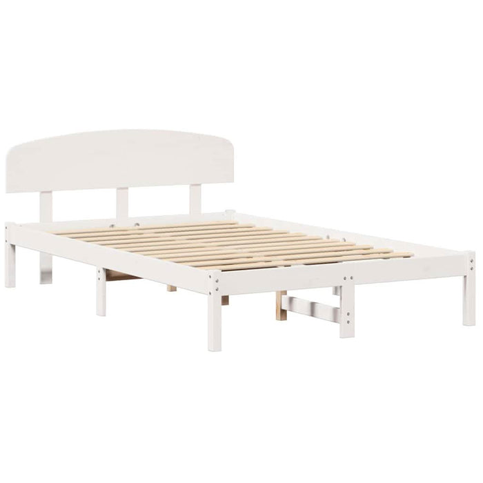 Cadru de pat cu headboard Alb 120 x 190 cm Lemn masiv de pin - WALTI WALTI