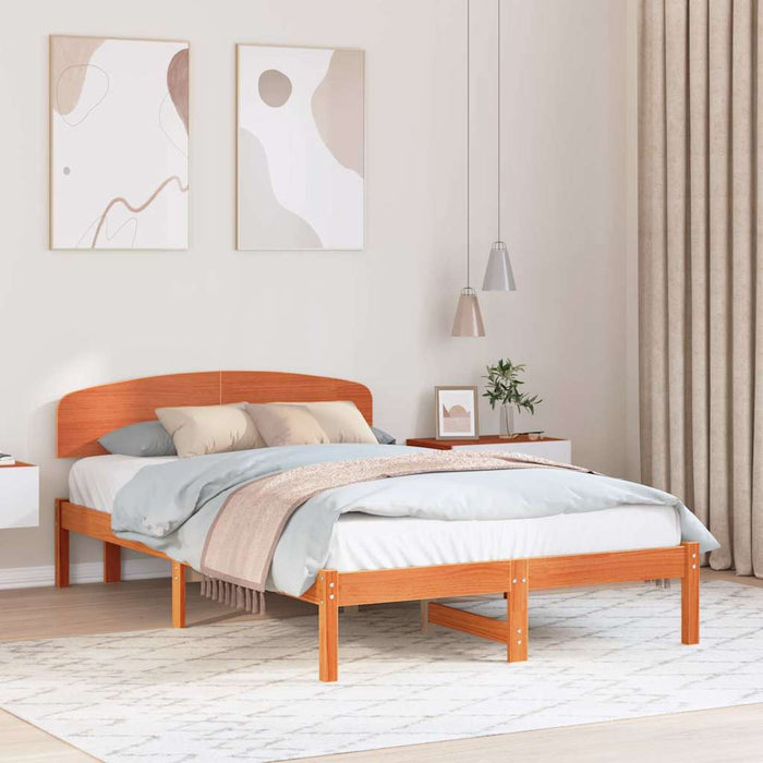 Cadru de pat cu headboard Maro 120 x 190 cm Lemn masiv de pin - WALTI WALTI