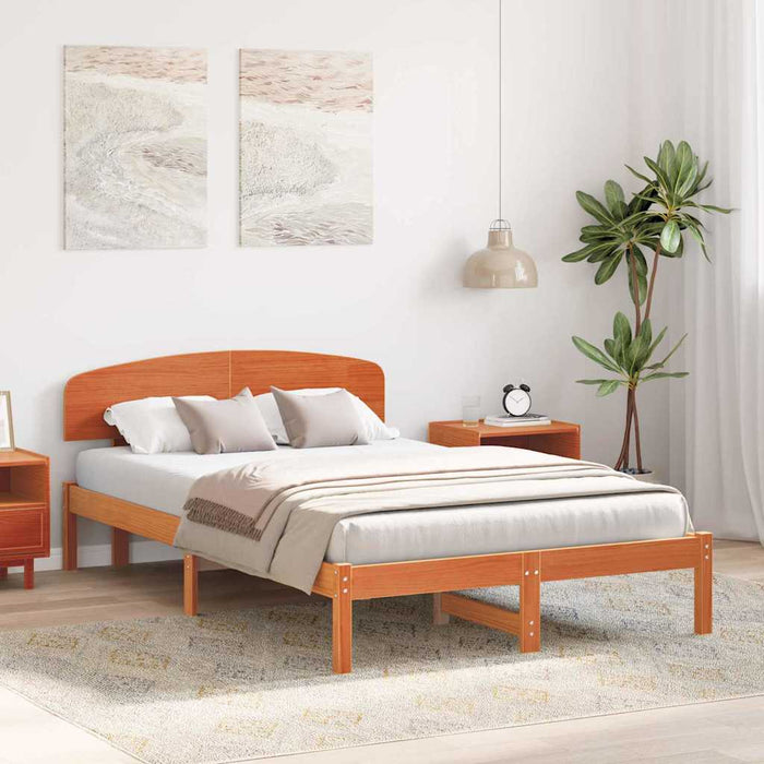 Cadru de pat cu headboard Maro 120 x 190 cm Lemn masiv de pin - WALTI WALTI