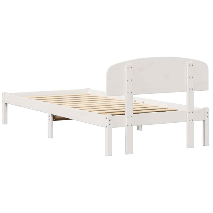 Cadru de pat cu headboard Alb 100 x 200 cm Lemn masiv de pin - WALTI WALTI