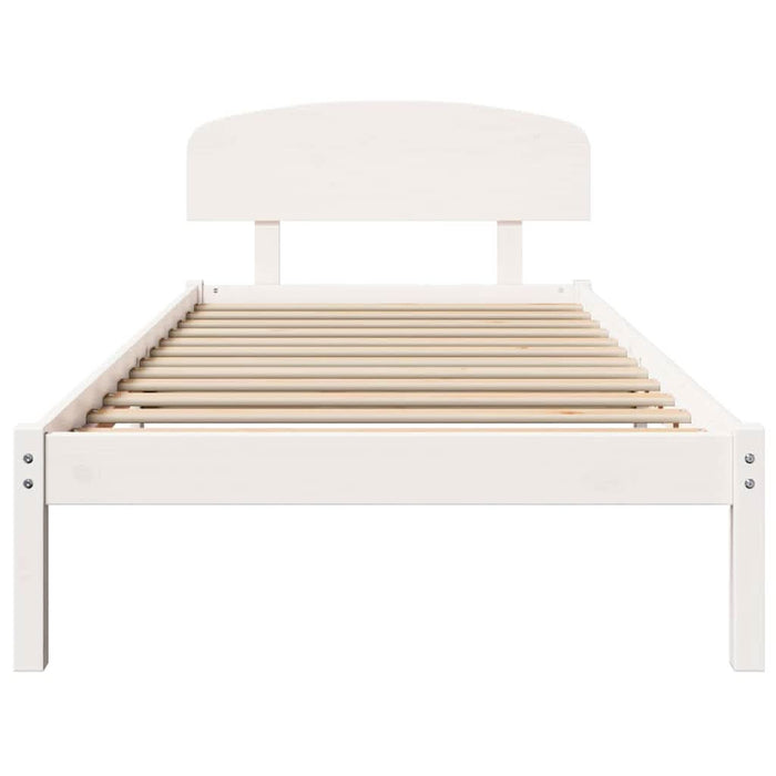Cadru de pat cu headboard Alb 100 x 200 cm Lemn masiv de pin - WALTI WALTI