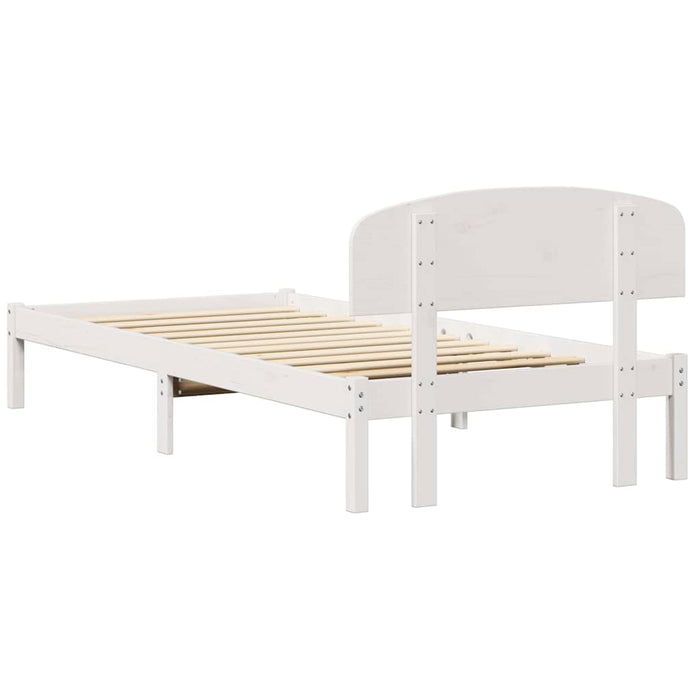 Cadru de pat cu headboard Alb 90 x 200 cm Lemn masiv de pin - WALTI WALTI