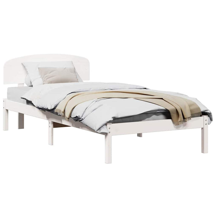 Cadru de pat cu headboard Alb 90 x 200 cm Lemn masiv de pin - WALTI WALTI