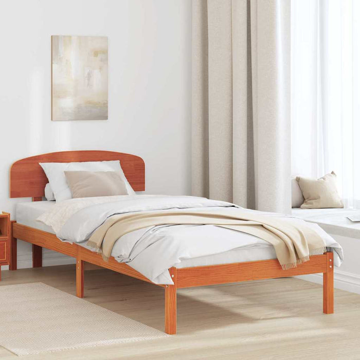 Cadru de pat cu headboard Maro 80 x 200 cm Lemn masiv de pin - WALTI WALTI