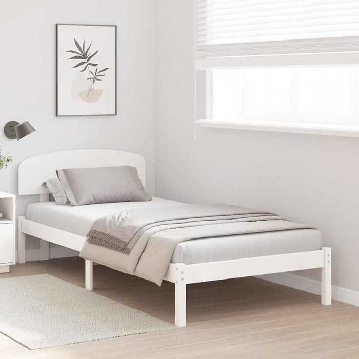Cadru de pat cu headboard Alb 90 x 190 cm Lemn masiv de pin - WALTI WALTI
