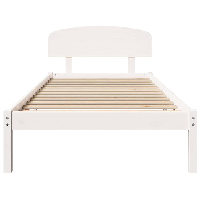Cadru de pat cu headboard Alb 90 x 190 cm Lemn masiv de pin - WALTI WALTI