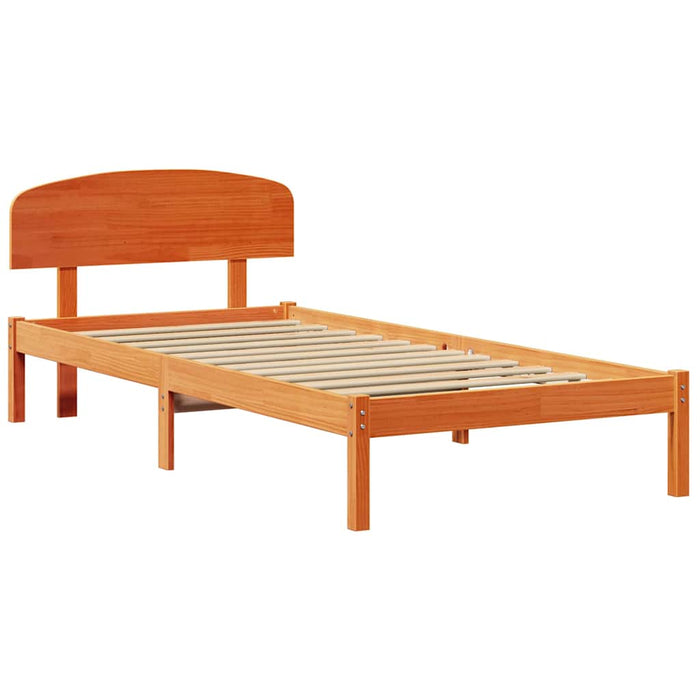Cadru de pat cu headboard Maro 90 x 190 cm Lemn masiv de pin - WALTI WALTI