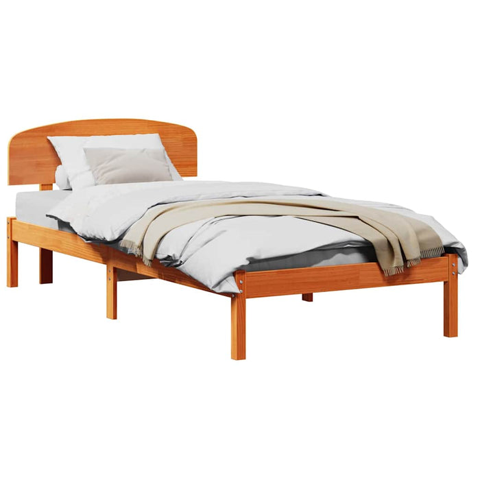 Cadru de pat cu headboard Maro 90 x 190 cm Lemn masiv de pin - WALTI WALTI