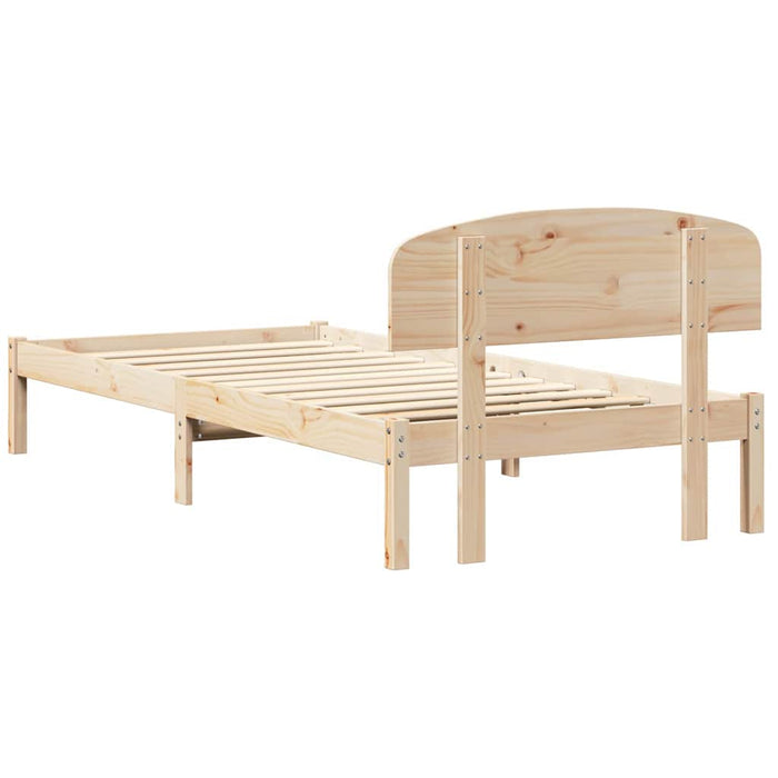 Cadru de pat cu headboard Maro 75 x 190 cm Lemn masiv de pin - WALTI WALTI