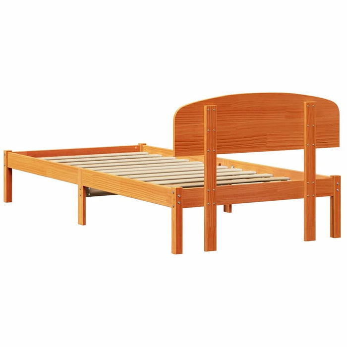 Cadru de pat cu headboard Maro 75 x 190 cm Lemn masiv de pin - WALTI WALTI