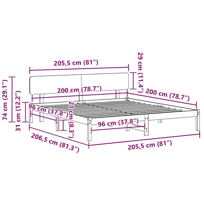Cadru de pat cu headboard Maroniu cerat 200 x 200 cm - WALTI WALTI