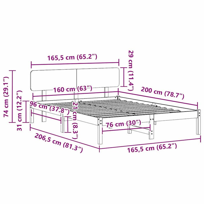 Cadru de pat cu headboard Maroniu cerat 160 x 200 cm - WALTI WALTI