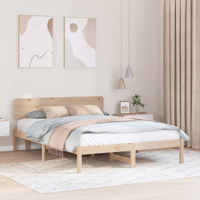 Cadru de pat cu headboard natural 140 x 200 cm - WALTI WALTI