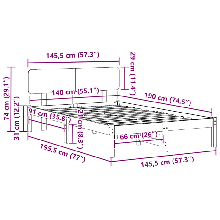 Cadru de pat cu headboard Maroniu cerat 140 x 190 cm - WALTI WALTI