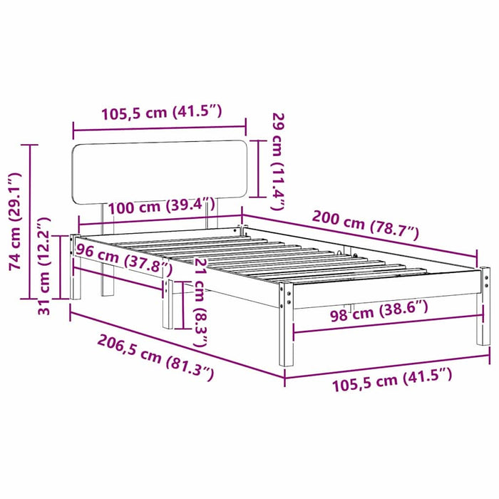 Cadru de pat cu headboard Alb 100 x 200 cm - WALTI WALTI